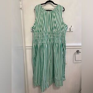 J. Crew Green and White Striped Maxi Dress